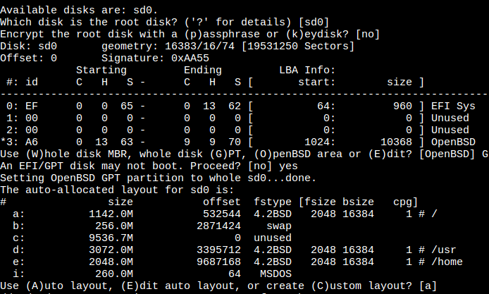 Screenshot representing the disks operations